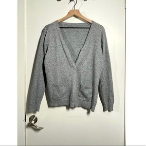 Grey V-Neck Cardigan
